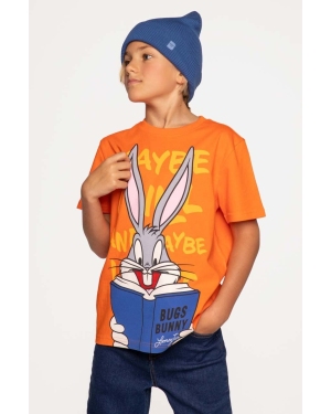 Coccodrillo t-shirt bawełniany dziecięcy x Looney Tunes kolor pomarańczowy z nadrukiem
