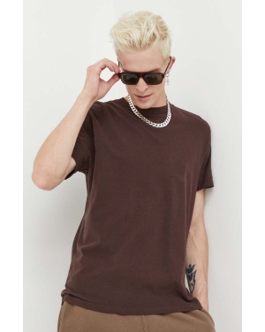 Hollister Co. t-shirt bawełniany męski kolor brązowy gładki