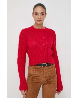 Twinset sweter wełniany damski kolor czerwony lekki