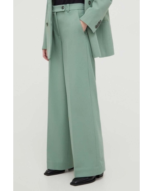 Lovechild spodnie damskie kolor zielony proste high waist