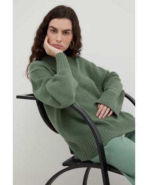 Lovechild sweter wełniany damski kolor zielony