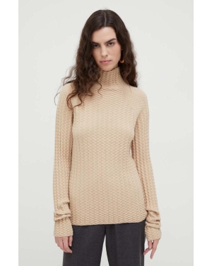 Lovechild sweter z domieszką wełny damski kolor beżowy lekki z półgolfem