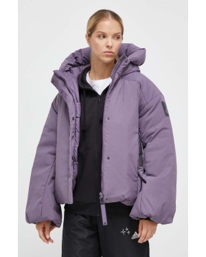 adidas kurtka puchowa damska kolor fioletowy zimowa