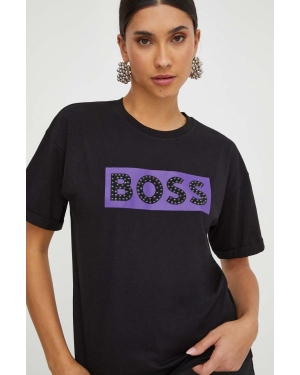 Boss Orange t-shirt bawełniany BOSS ORANGE damski kolor czarny