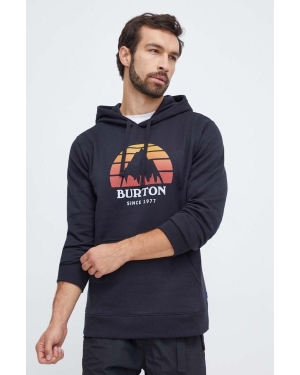 Burton bluza męska kolor czarny z kapturem z nadrukiem