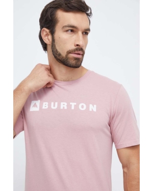 Burton t-shirt bawełniany męski kolor różowy z nadrukiem