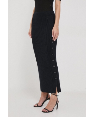 Calvin Klein spódnica wełniana kolor czarny maxi ołówkowa