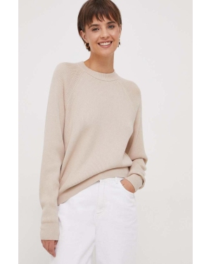 Calvin Klein sweter z domieszką wełny damski kolor beżowy lekki