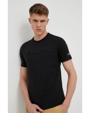 Champion t-shirt bawełniany kolor czarny gładki