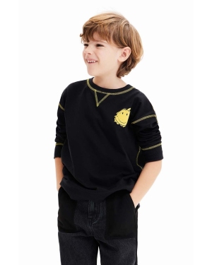 Desigual bluza bawełniana dziecięca 23WBTK03 T-SHIRT LONG SLEEVE kolor czarny z nadrukiem
