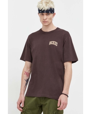 Dickies t-shirt bawełniany kolor brązowy z nadrukiem