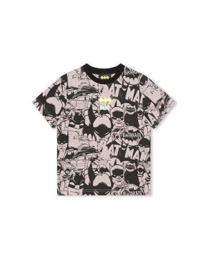Dkny t-shirt bawełniany dziecięcy x DC Comics kolor czarny wzorzysty