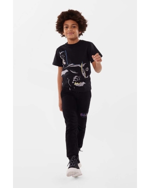 Dkny t-shirt bawełniany dziecięcy kolor czarny z nadrukiem