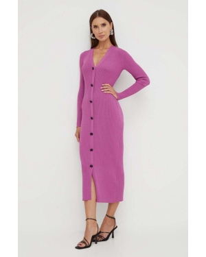 Karl Lagerfeld sukienka kolor fioletowy midi dopasowana
