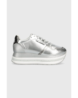 Karl Lagerfeld sneakersy skórzane VELOCITA MAX kolor srebrny KL64921