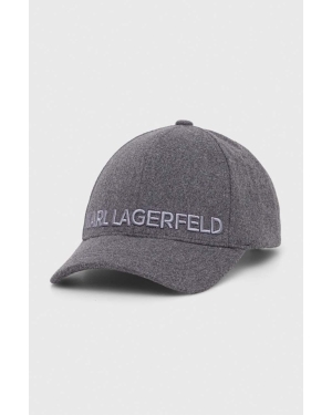 Karl Lagerfeld czapka z daszkiem kolor szary z aplikacją
