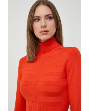 Morgan sweter damski kolor pomarańczowy lekki z golfem