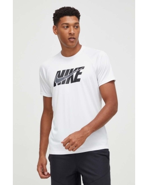 Nike t-shirt treningowy kolor biały z nadrukiem