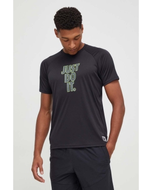 Nike t-shirt treningowy kolor czarny z nadrukiem