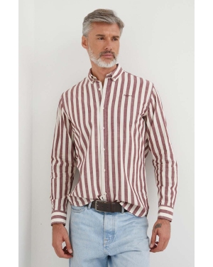 Pepe Jeans koszula bawełniana Crivitz męska kolor bordowy regular z kołnierzykiem button-down