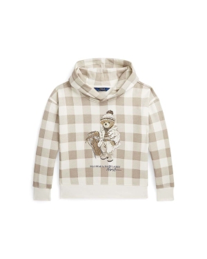 Polo Ralph Lauren bluza dziecięca kolor beżowy z kapturem wzorzysta