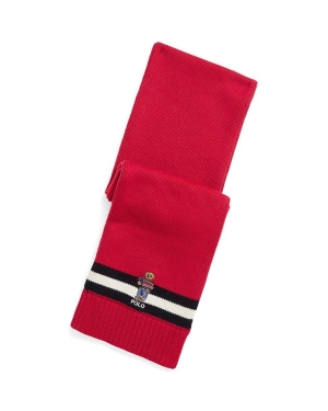 Polo Ralph Lauren szalik bawełniany dziecięcy kolor czerwony z aplikacją