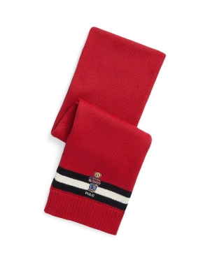 Polo Ralph Lauren szalik dziecięcy kolor czerwony z aplikacją