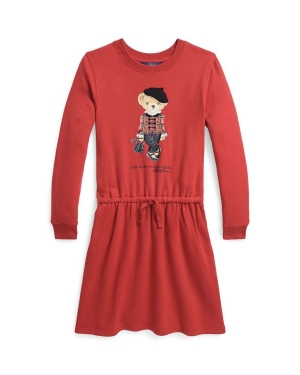 Polo Ralph Lauren sukienka dziecięca kolor czerwony mini rozkloszowana