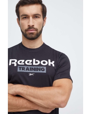 Reebok t-shirt treningowy kolor czarny z nadrukiem