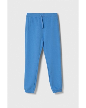 United Colors of Benetton spodnie dresowe dziecięce kolor niebieski gładkie