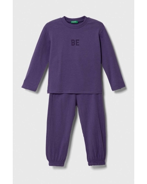 United Colors of Benetton piżama dziecięca kolor fioletowy z nadrukiem