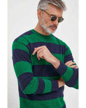 United Colors of Benetton sweter wełniany męski kolor zielony