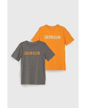 Calvin Klein Underwear t-shirt bawełniany dziecięcy 2-pack kolor pomarańczowy z nadrukiem