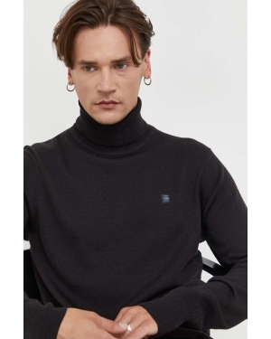 G-Star Raw sweter wełniany męski kolor czarny lekki z golferm