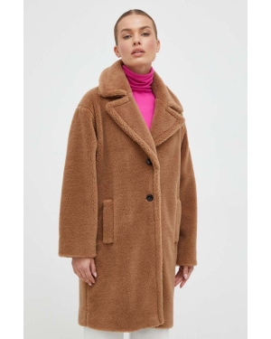 Marella płaszcz z domieszką wełny kolor brązowy przejściowy oversize