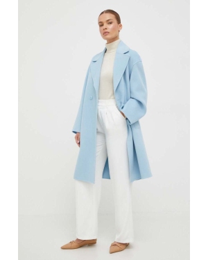 Marella płaszcz wełniany kolor niebieski przejściowy oversize