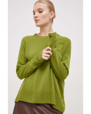 Sisley sweter wełniany damski kolor zielony lekki