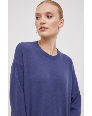 Sisley sweter wełniany damski kolor fioletowy lekki