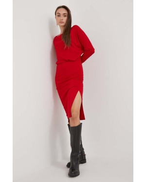 Sisley sukienka kolor czerwony midi oversize