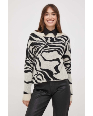 Sisley sweter z domieszką wełny damski kolor beżowy