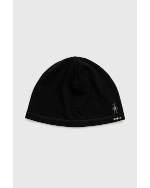 Smartwool czapka Merino kolor czarny z cienkiej dzianiny wełniana