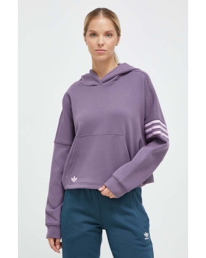 adidas Originals bluza damska kolor fioletowy z kapturem z aplikacją