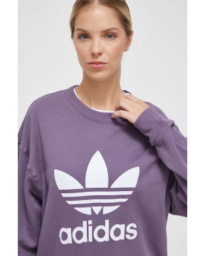 adidas Originals bluza bawełniana damska kolor fioletowy z nadrukiem