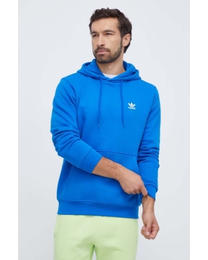adidas Originals bluza męska kolor niebieski z kapturem gładka
