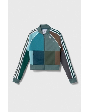 adidas Originals bluza bawełniana Ksenia Schnaider damska kolor turkusowy z aplikacją