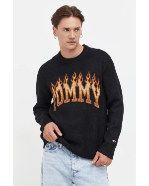 Tommy Jeans sweter męski kolor czarny ciepły