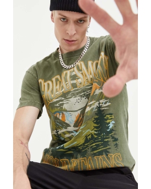 Abercrombie & Fitch t-shirt bawełniany męski kolor zielony z nadrukiem