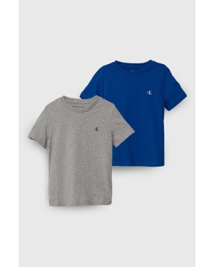 Calvin Klein Jeans t-shirt bawełniany dziecięcy 2-pack kolor niebieski gładki