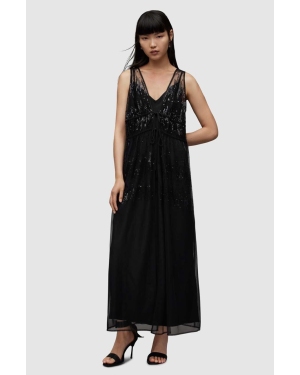 AllSaints sukienka WD367Y ROBYN EMB DRESS kolor czarny maxi prosta