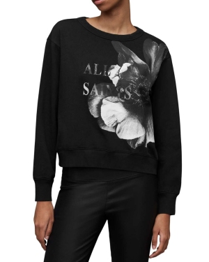 AllSaints bluza WG015Z PRESILA PIPPA SWEAT damska kolor czarny z nadrukiem